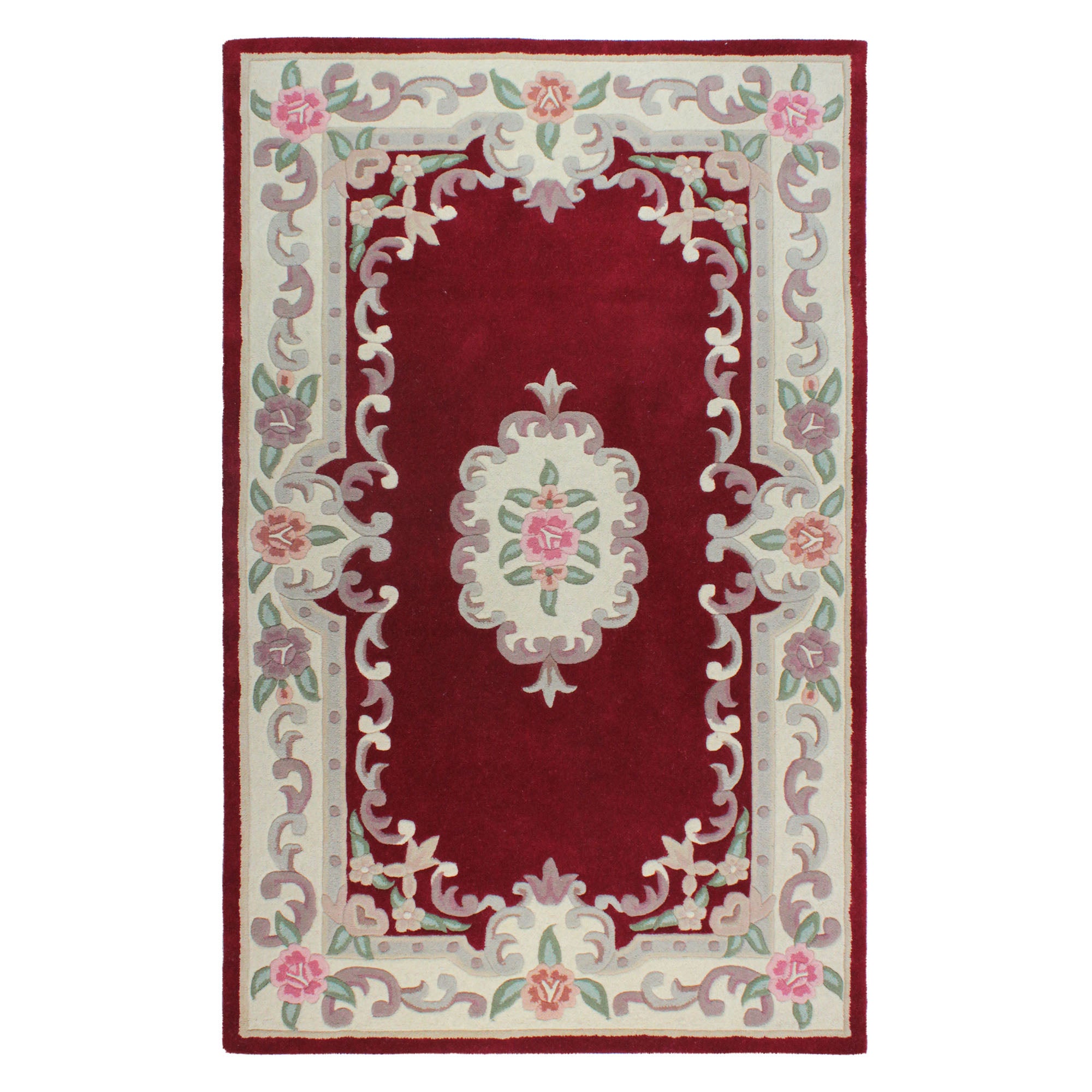 Lotus Premium Aubusson Rug Red