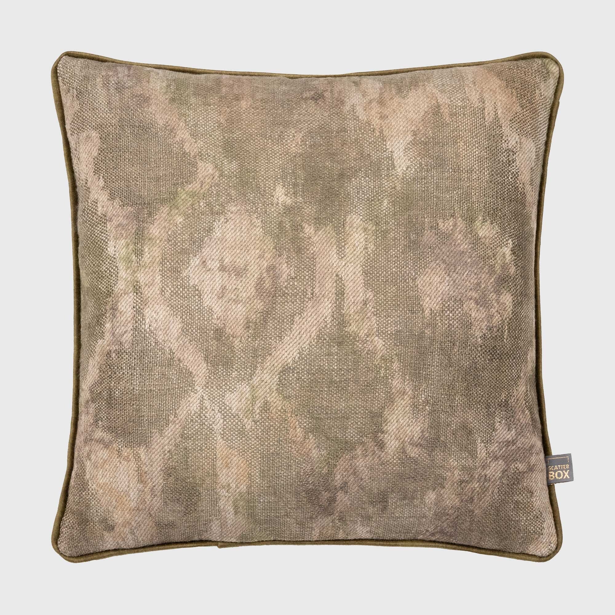 Green Abstract Pattered Cushion, Square Polyester | Barker & Stonehouse