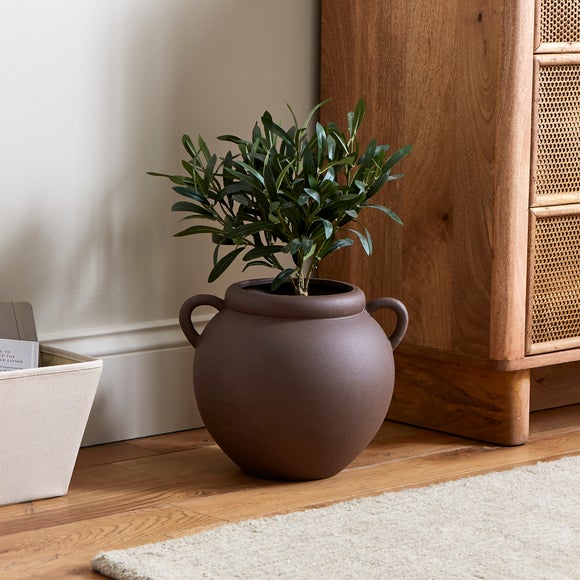 Wide Stone Vase with Handles 1