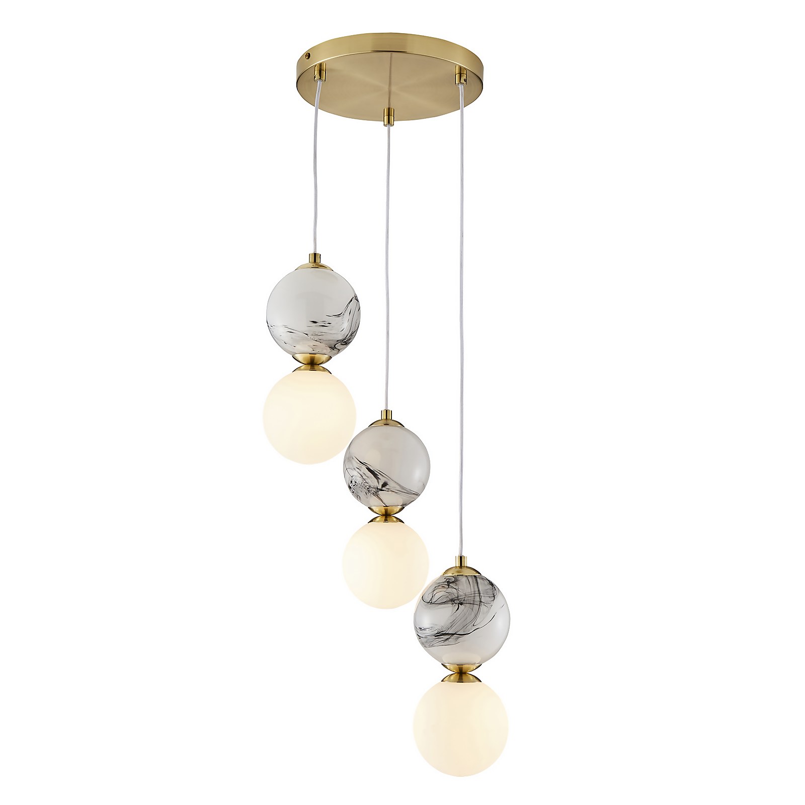 Delta 3 Light Marble Cluster - Brass & Opal
