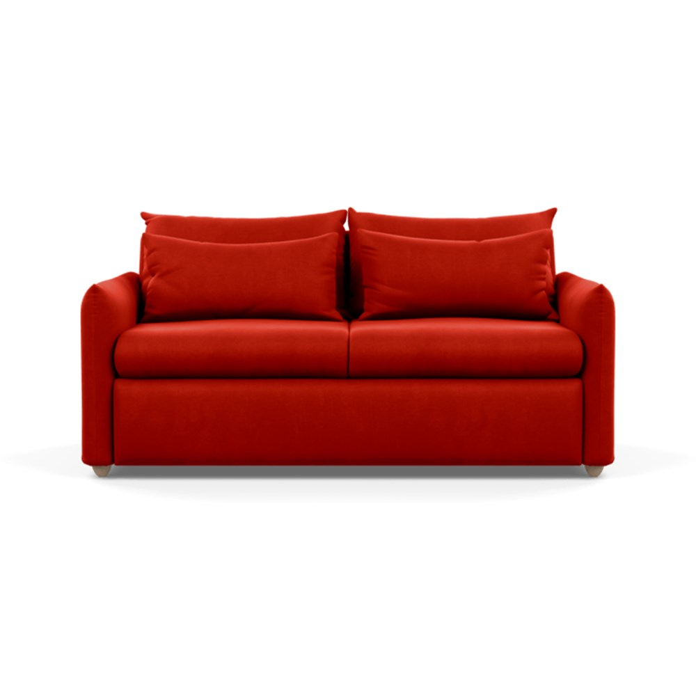 Heal's Pillow Sofa Bed Varese Velvet Terracotta Natural Feet