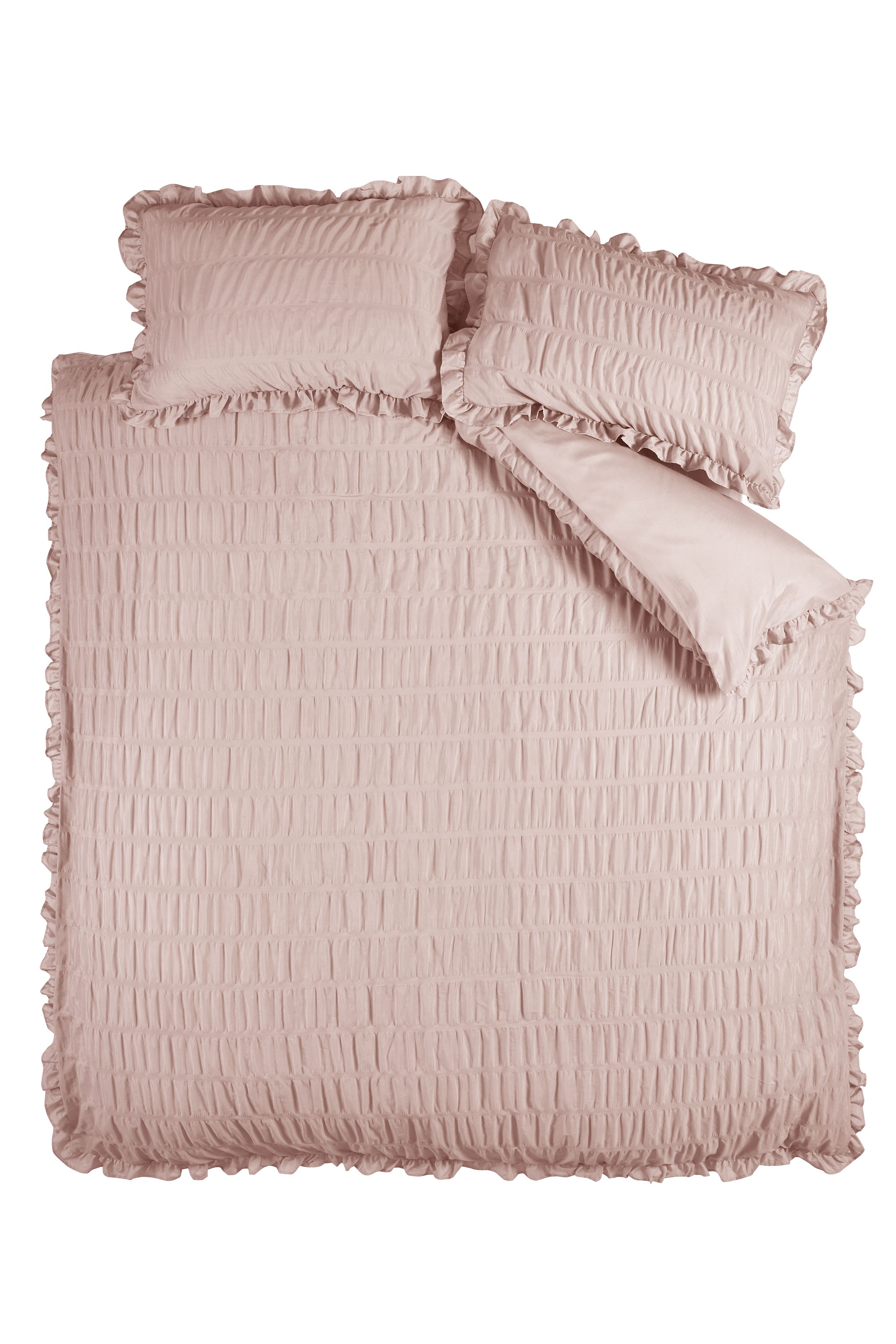 Catherine Lansfield 'Seersucker Frill' Duvet Cover Set in Pink 4