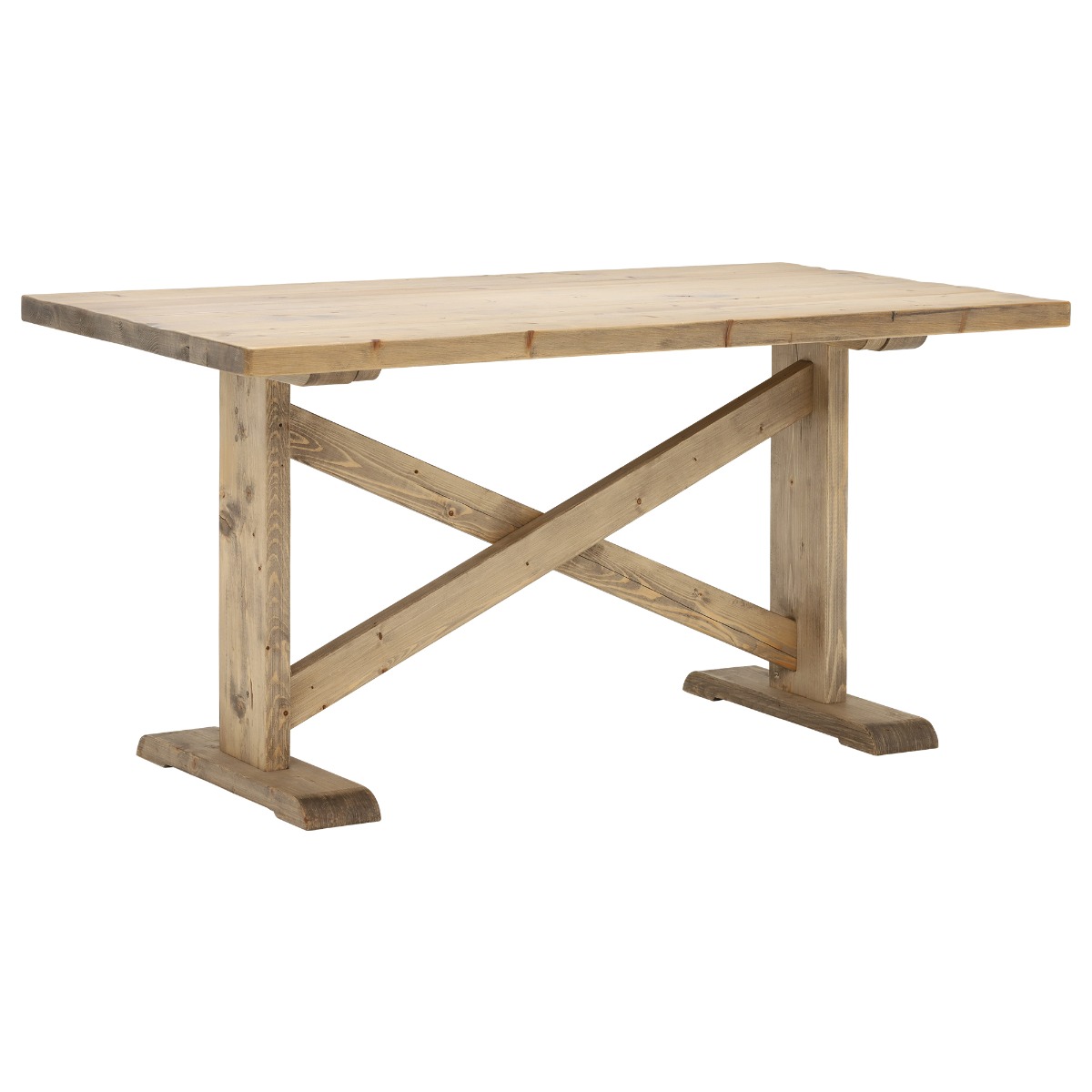 Newsham Reclaimed Wood Dining Table, Grey Waxed Finish