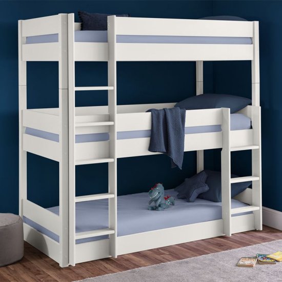 Trio Wooden Bunk Bed In Surf White