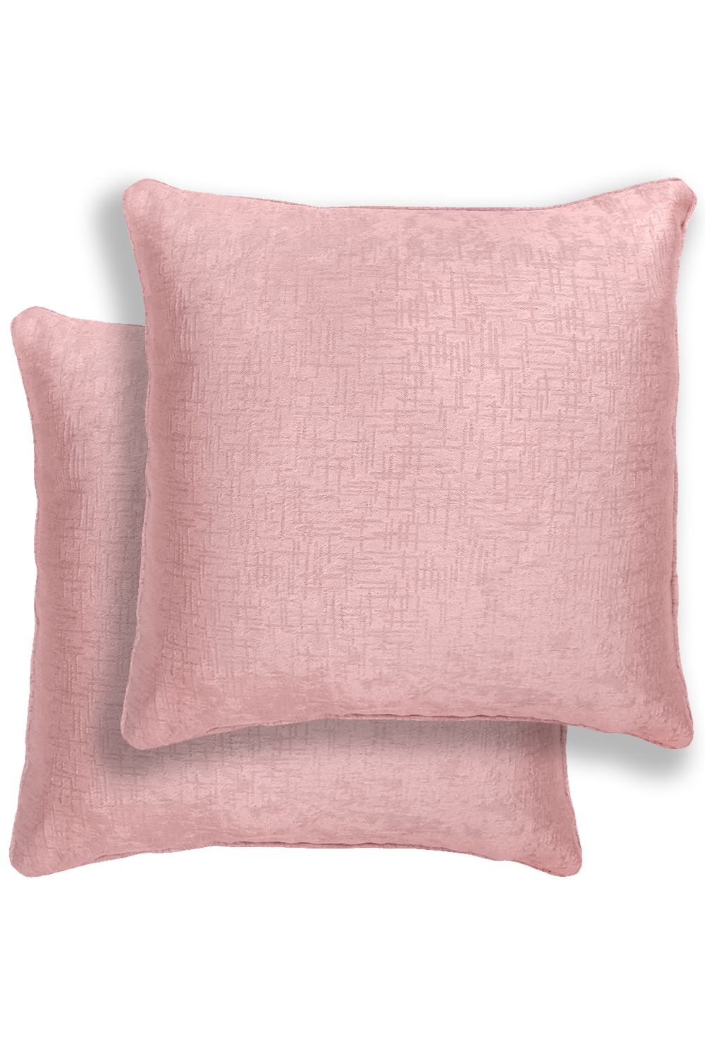 Enhanced Living Pair of Vogue Textured Double Sided Zip Opening Piped Edge Cushion Covers - 43x43cm - Cases Only in Pink