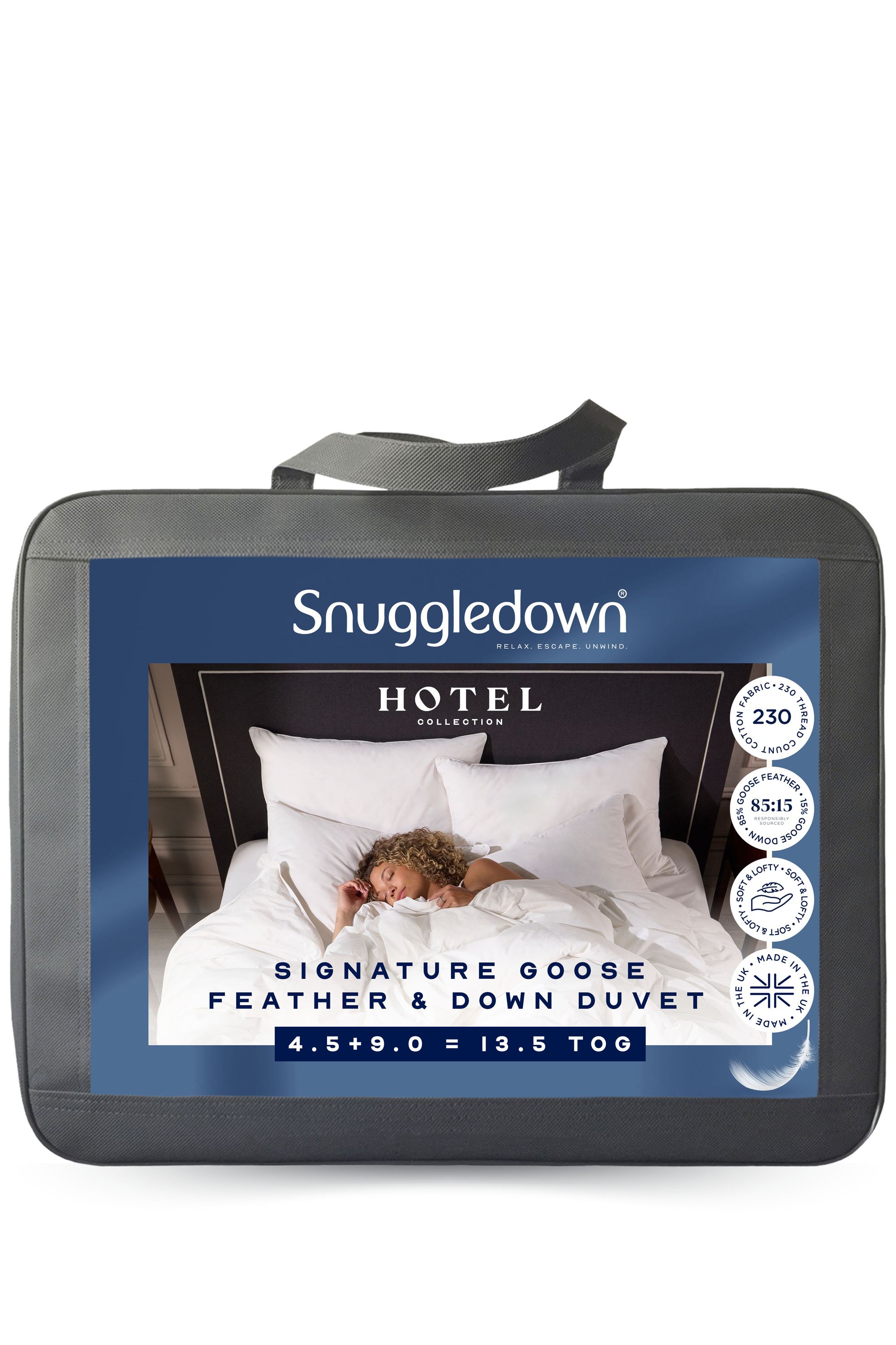 Snuggledown Hotel Goose Feather & Down 13.5 Tog (9+4.5 Tog) All Seasons Duvet in White