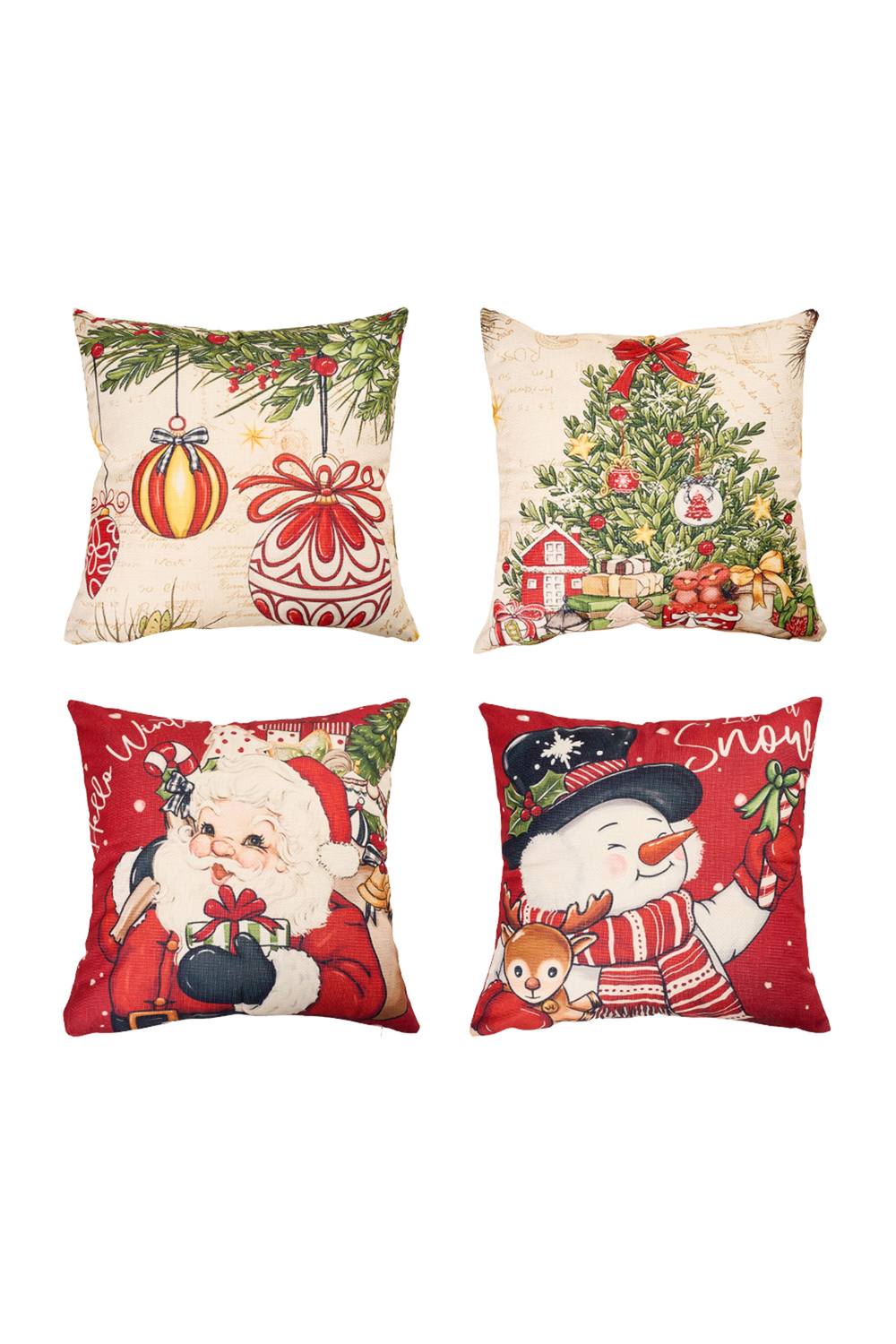 Living and Home Christmas Themed Decorative Pillow Case with Festive Motifs