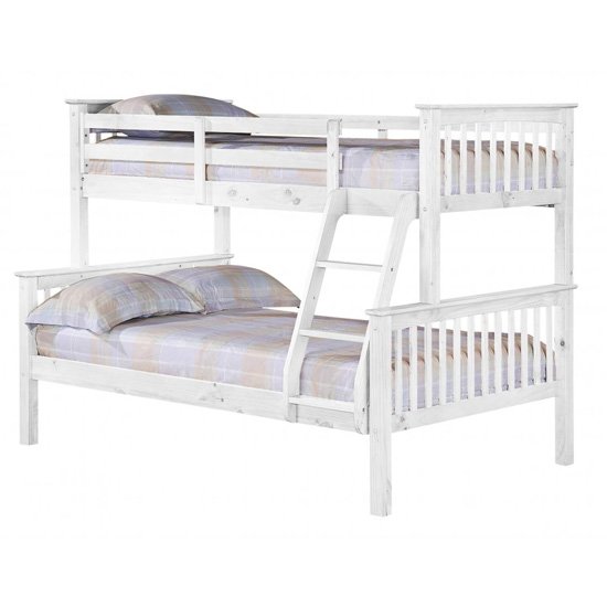 Porto Triple Wooden Bunk Bed In White