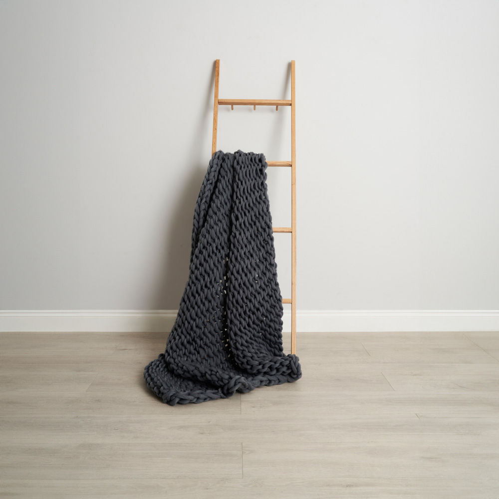 Chunky Cable Knit Throw, Grey