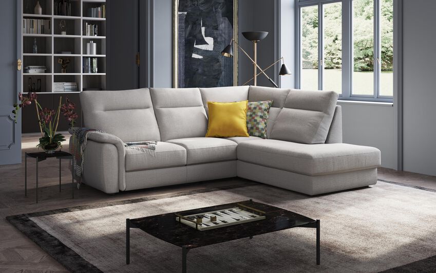 Fabric Ginestreto 3 Corner 1 Sofa with Sliding Footrest & Right Hand Facing Storage Lounger