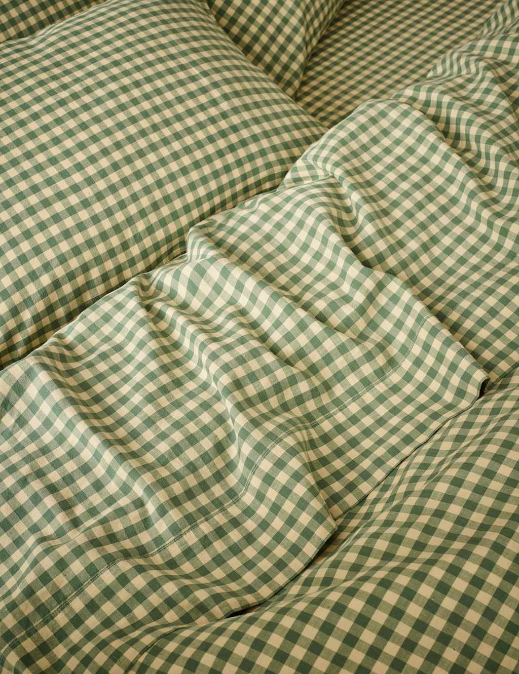 Piglet In Bed Linen Rich Gingham Flat Sheet Green
