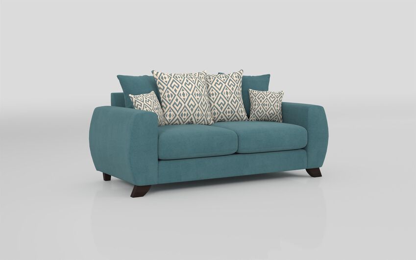 ScS Living Blue Aspen Fabric 3 Seater Scatter Back Sofa