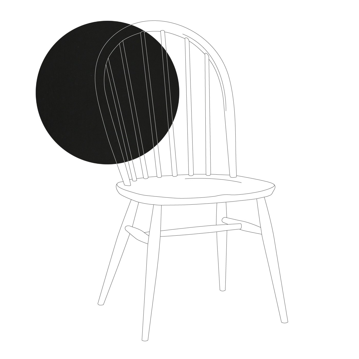 Ercol Originals Windsor Chair Coloured Finish Black