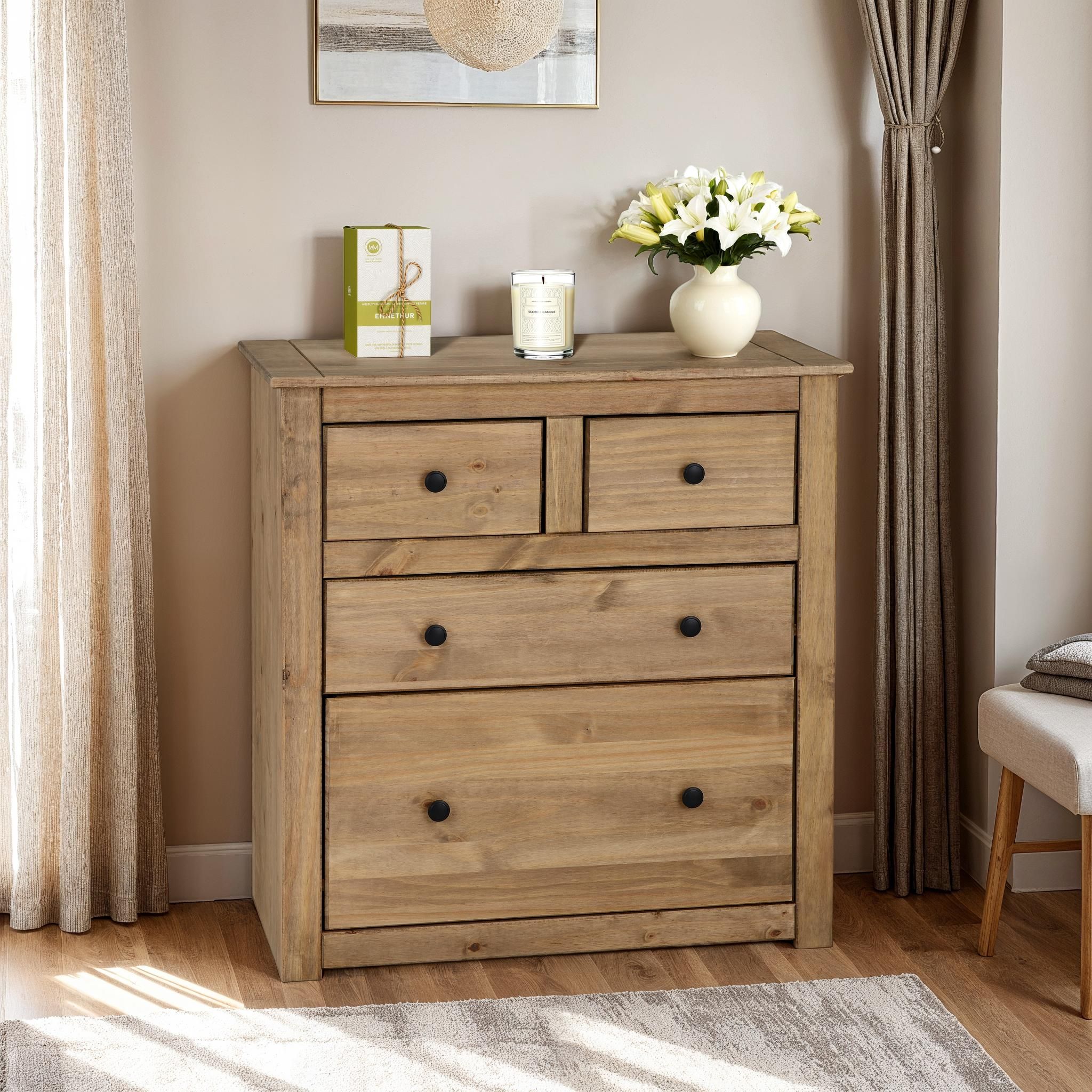 Seconique Panama 2+2 Drawer Chest in Natural