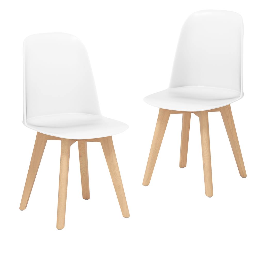 Costway Modern Dining Chairs Set of 2 Armless Kitchen Chairs Side Chair in White