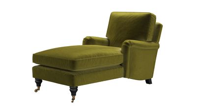 Bluebell Chaise Armchair in Olive Cotton Matt Velvet - sofa.com