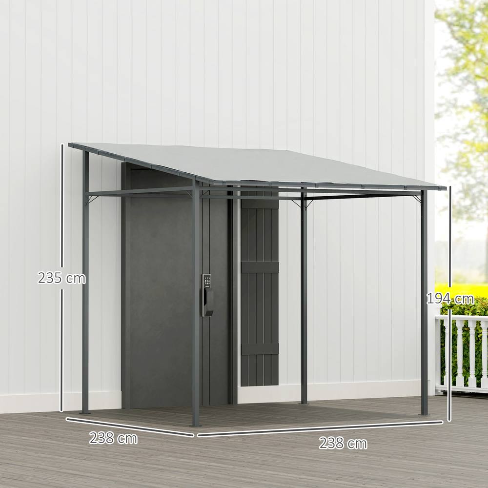 OUTSUNNY 2.4 x 2.4 m Wall Mounted Pergola Gazebo, UPF30+, Light Grey 3