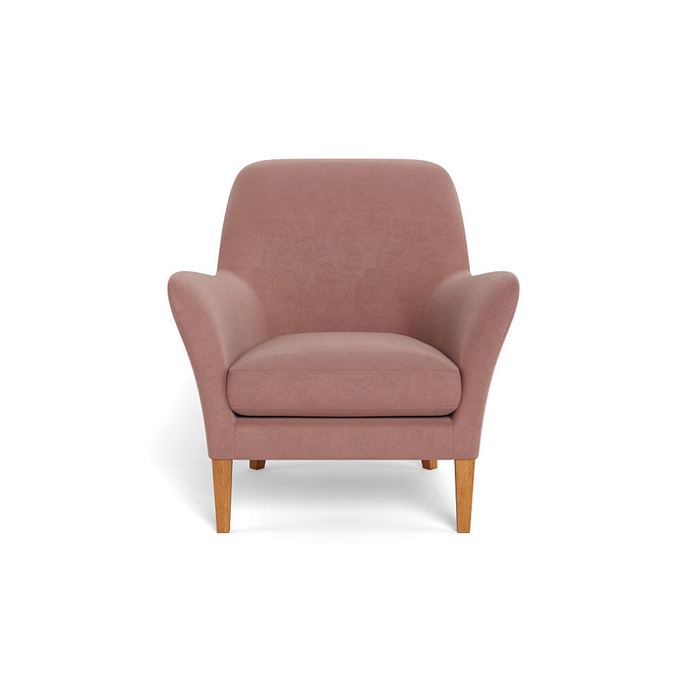 Heal's Wallis Armchair Smart Luxe Velvet Dusky Pink Stained Oak Feet 2