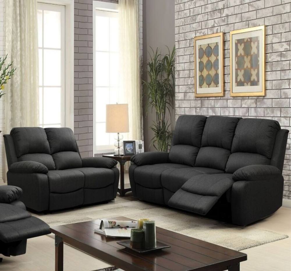 Comfy Living Ltd Luxury Fabric Reclining 3 Seater Sofa 2 Seater Sofa & Chair Set in Dark Grey