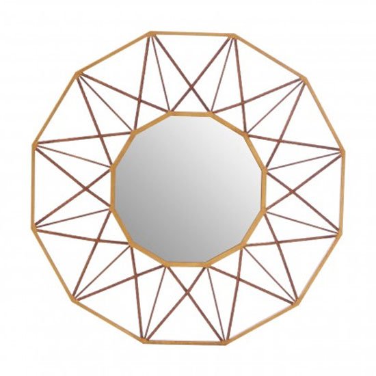 Zaria Geo Wall Bedroom Mirror In Antique Gold Frame