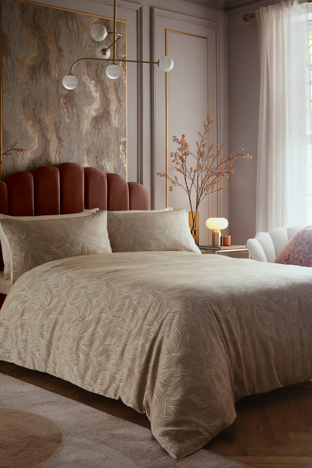 Laurence Llewelyn-Bowen 'Venus Grace' Jacquard Duvet Cover Set in Natural