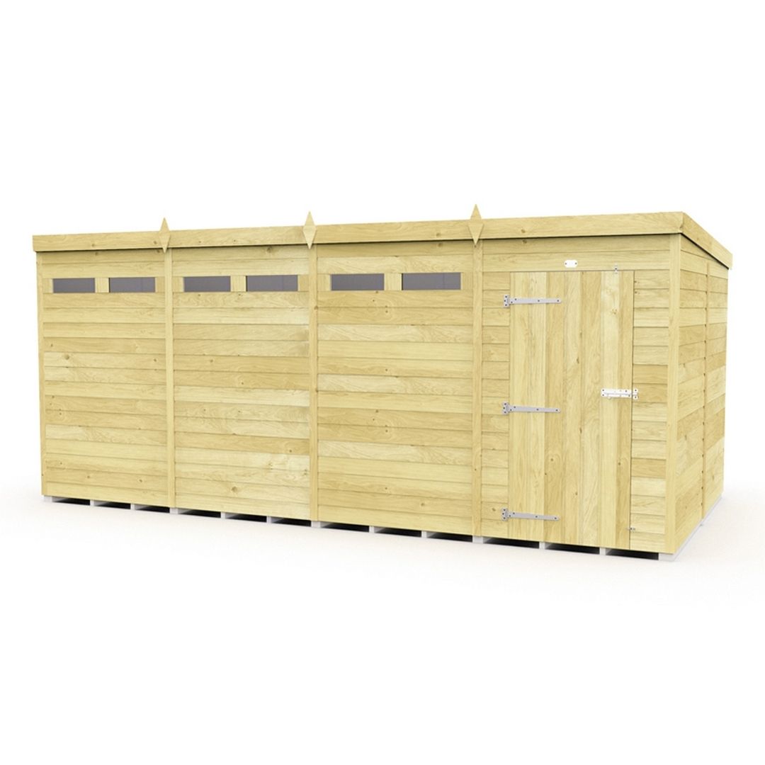 Buttercup Farm 16 x 8 Feet Pent Security Shed - Single Door - L231 x W474 x H201 cm in Brown