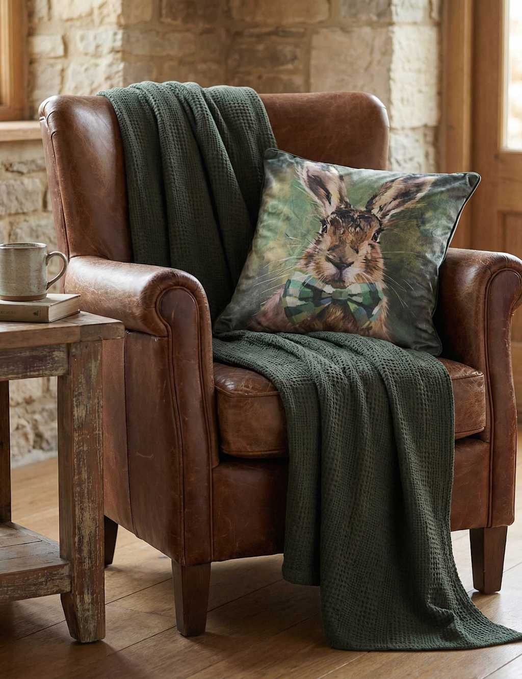 MM Linen Hare Tie Cushion Multi