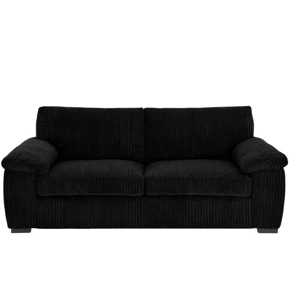 Bliss Furniture Jumbo Cord 3 Seater Sofa with Soft Cushions & Cord Fabric Black