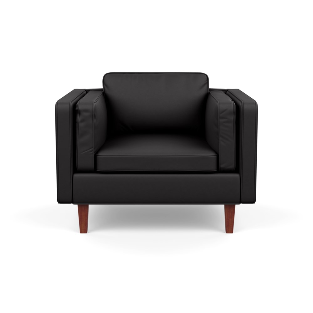Heal's Chill Armchair Leather Grain Graphite 063 Walnut Feet