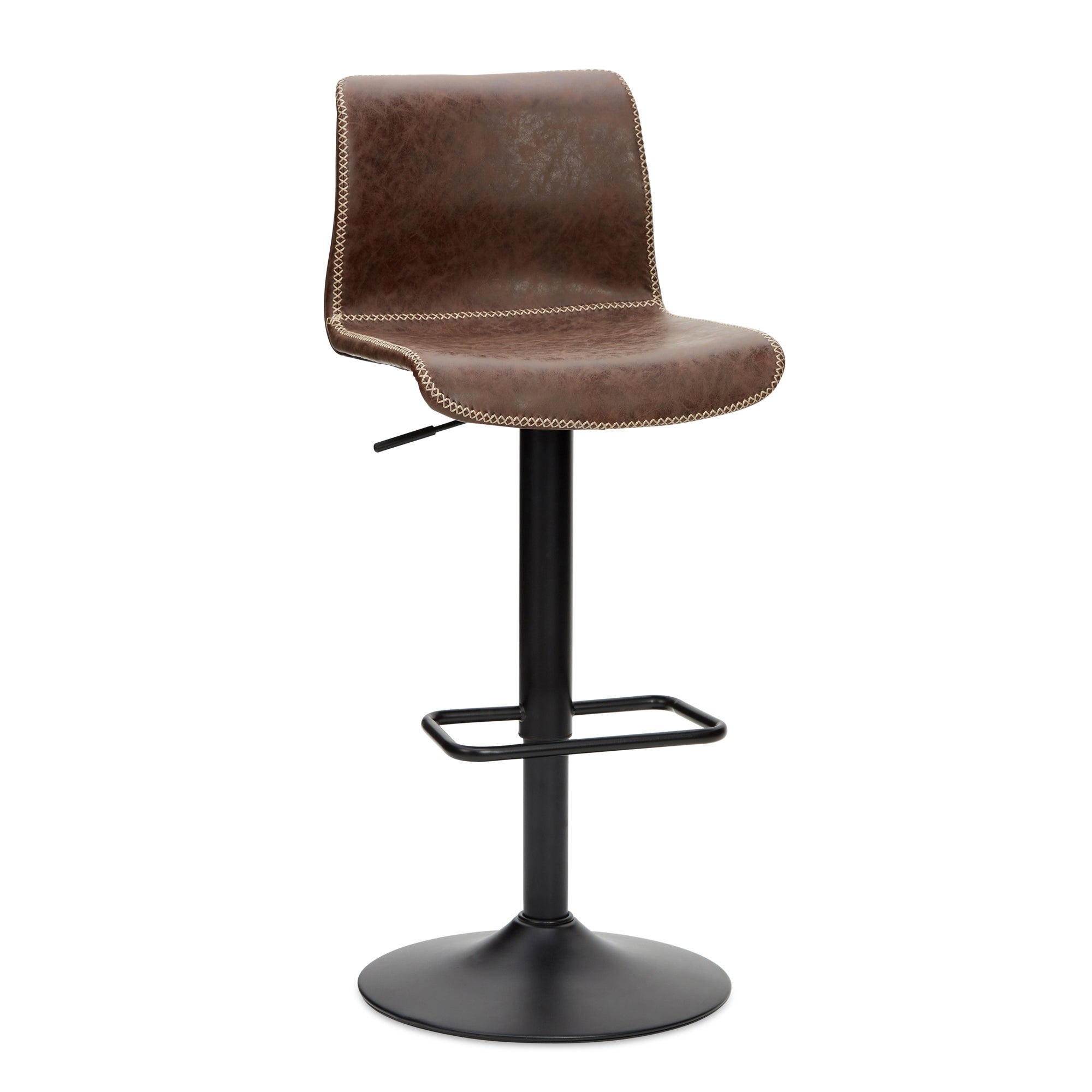 Venice Adjustable Height Swivel Bar Stool, Faux Leather