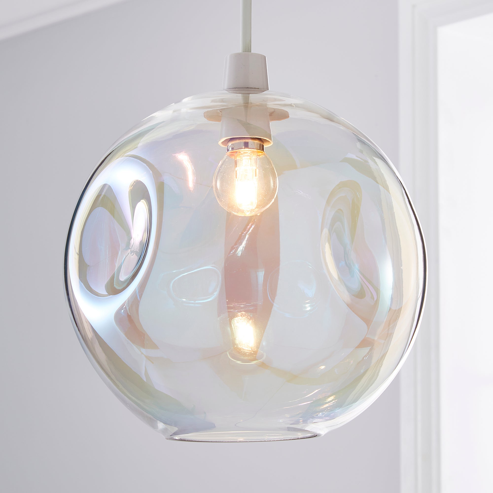Alexis Glass Easy-Fit Pendant 25cm Silver