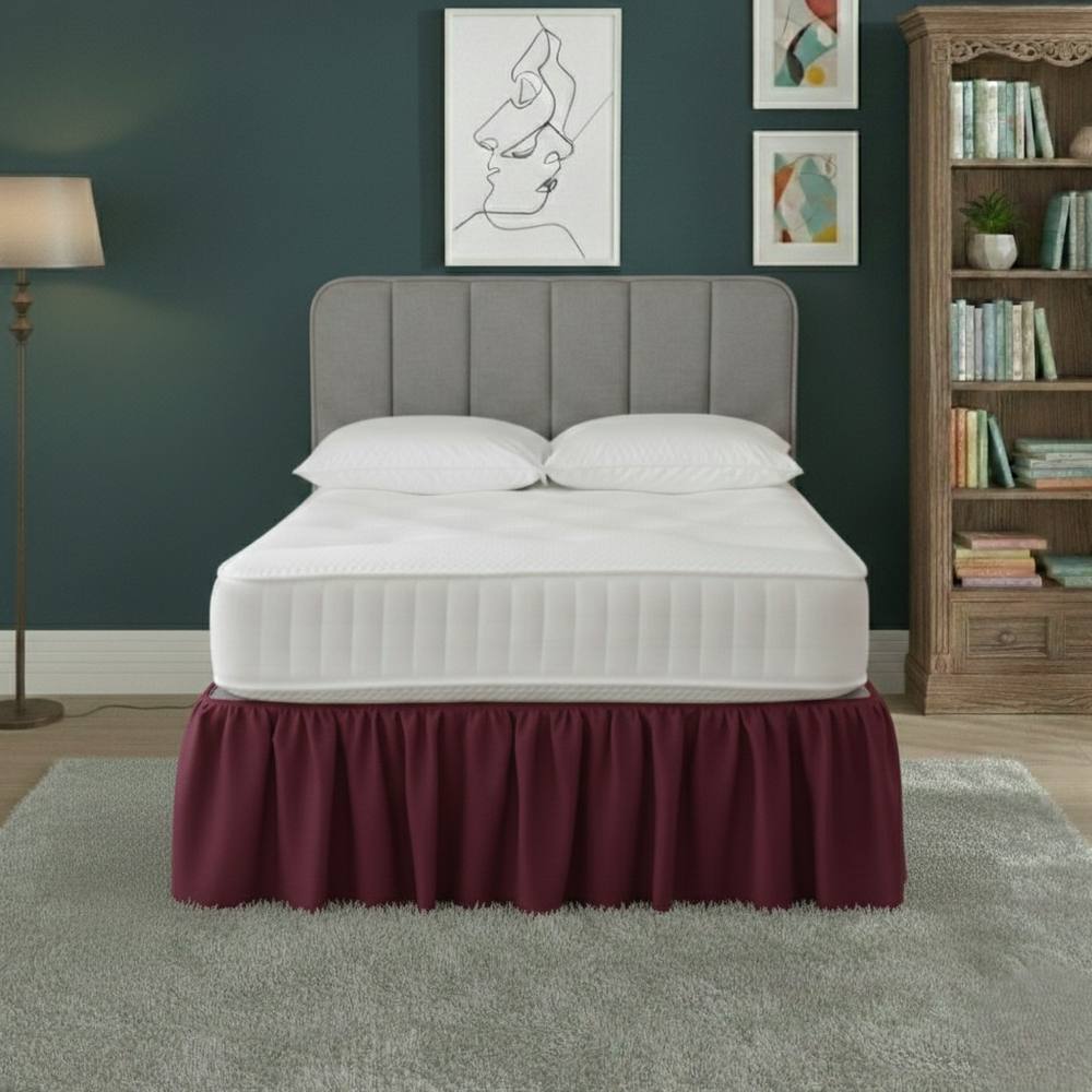 Snug City Base Valance Polycotton Sheet for Divan Beds Easy Care Bed Base Cover in Wine