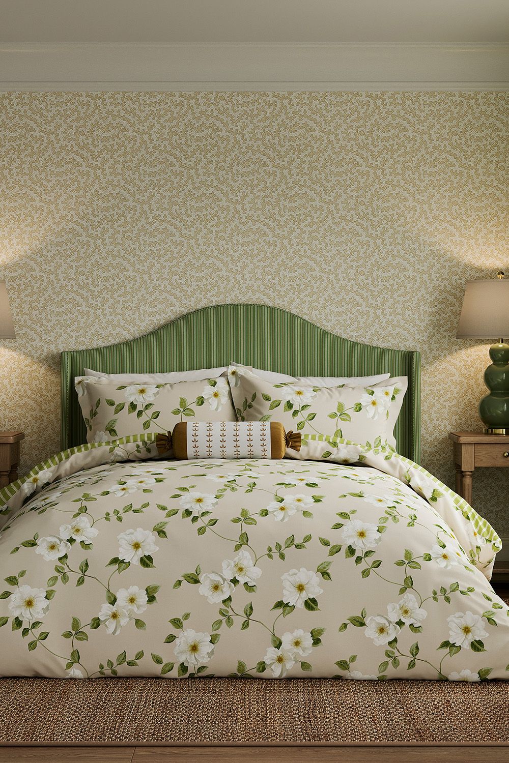 Sanderson 'Poets Rose' Cotton Duvet Cover Set in Natural