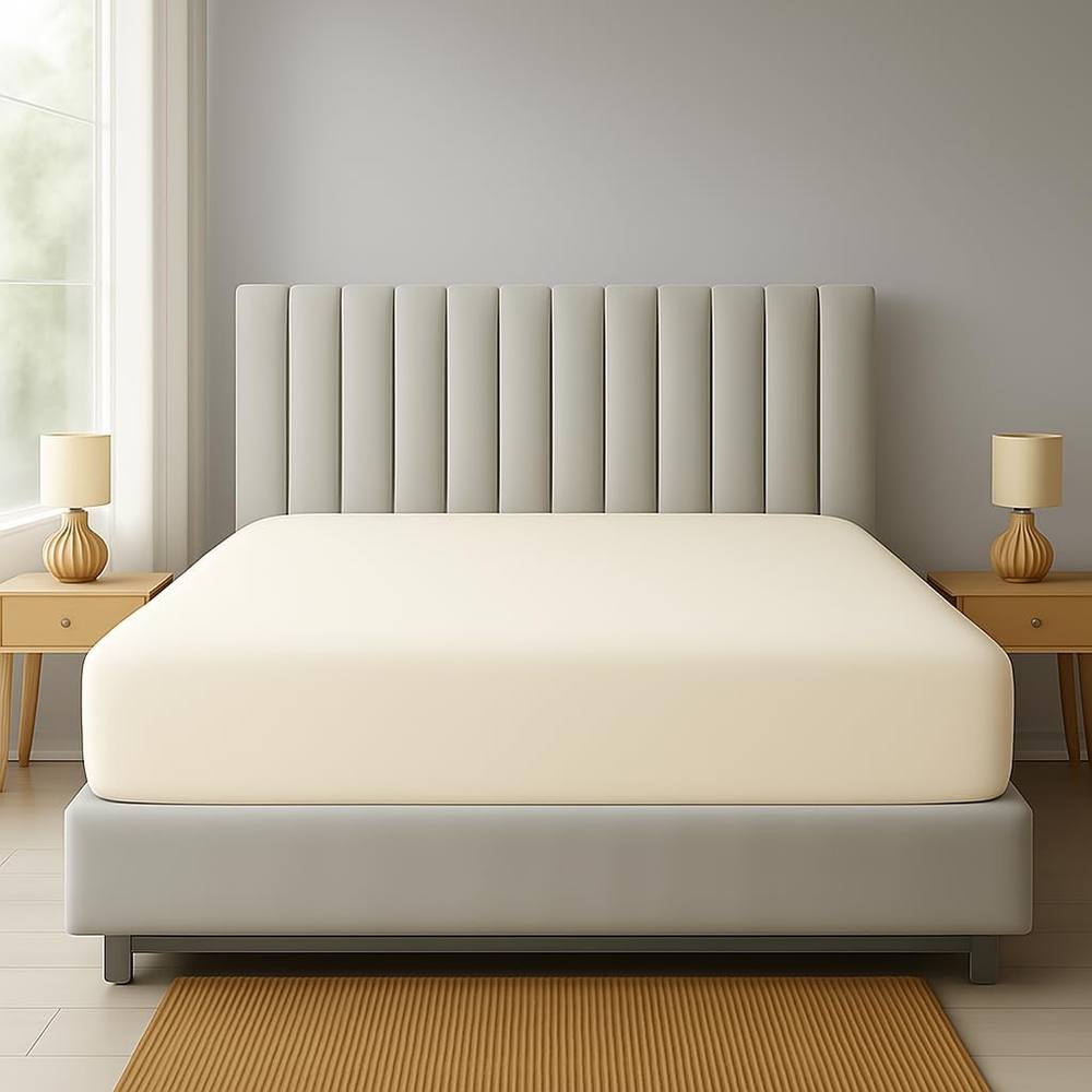 Homes-Linen Extra Deep 16"/40cm Polycotton Easy Care Fitted Sheet in Cream