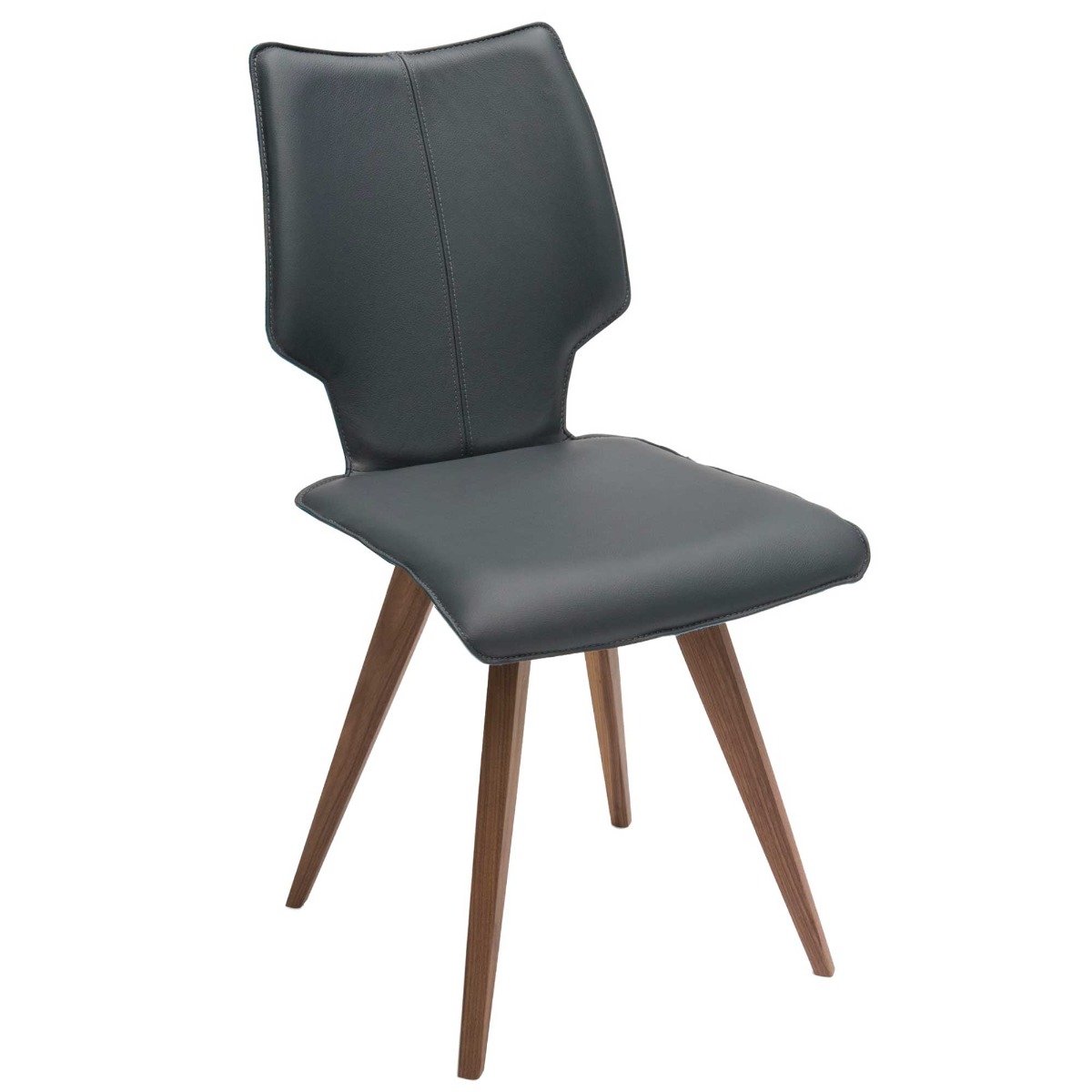 Tulip Dining Chair - Grey - Leather - Plain - W45 x D59 x H91cm - Barker & Stonehouse