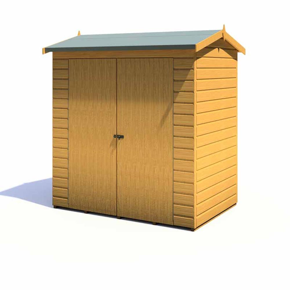 Shires Lewis 4x6' Double Door Reverse Apex Style Shed - L191.4xW136xH204.3 cm in Brown 3