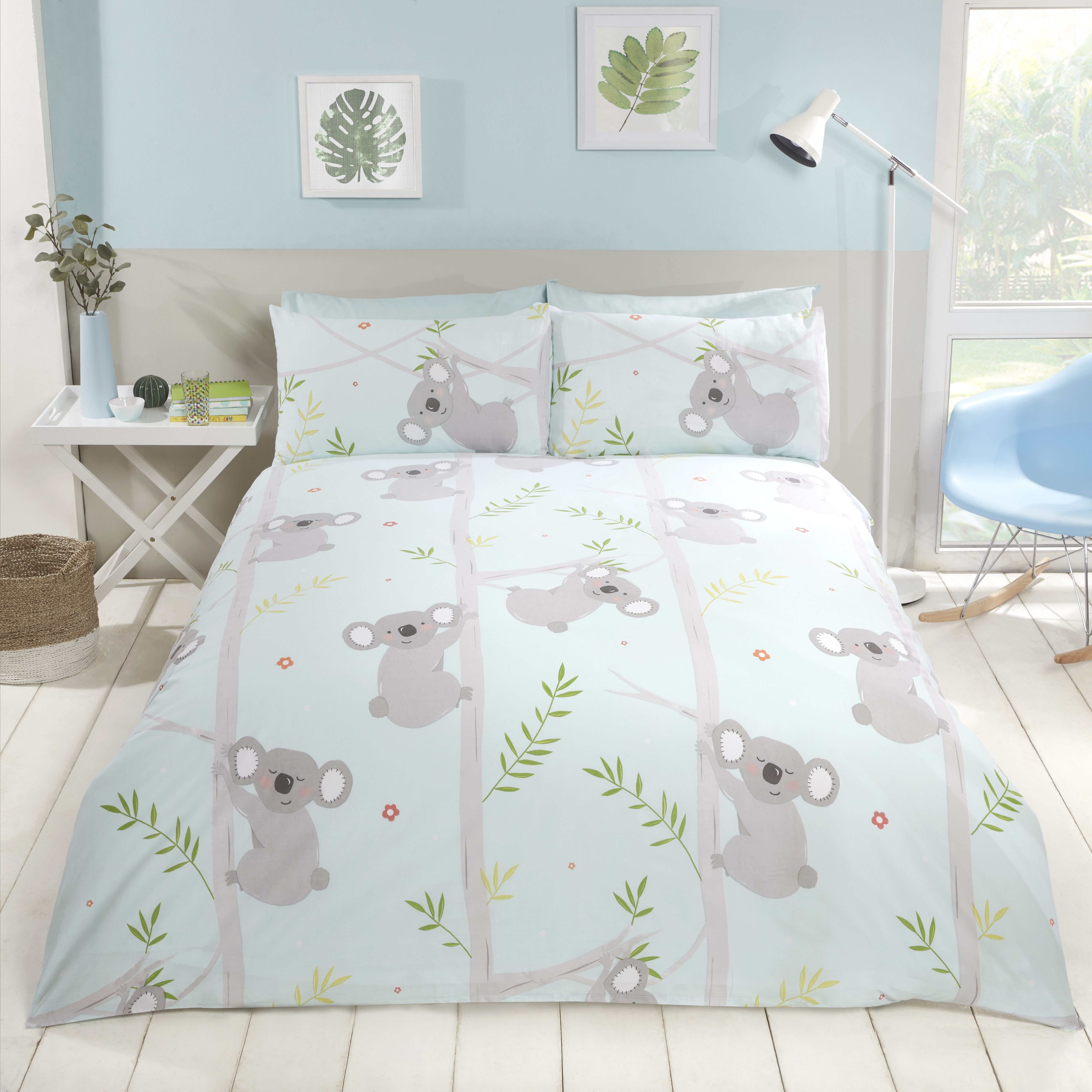 Rapport Home Koala Fun Polycotton Duvet Cover Set With Pillowcase in Light Grey