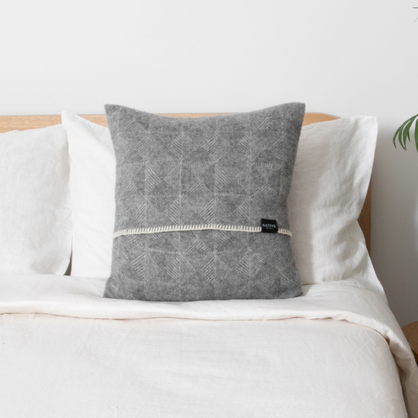 Native Natural Diamond Grey Wool Cushion Cover 45x45cm