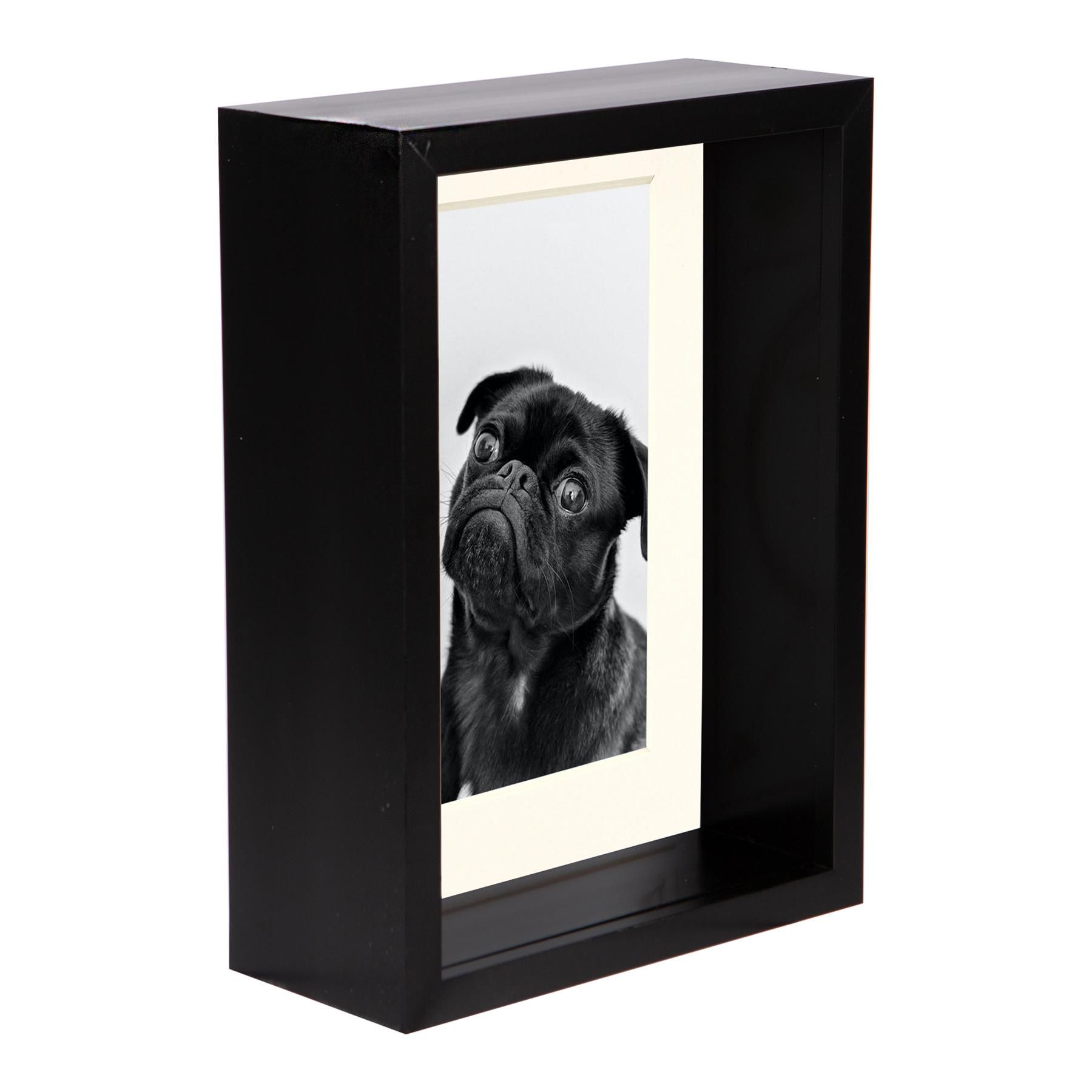 Nicola Spring 5" x 7" 3D Deep Box Photo Frame - 4" x 6" Mount - Black in Ivory