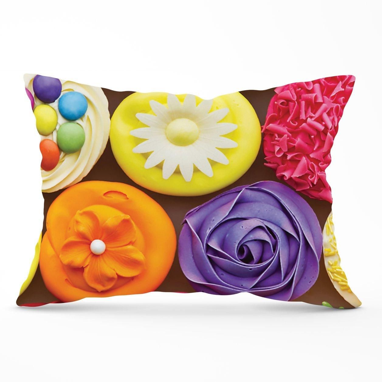 Warren Reed - Designer Bright Colourful Cupcakes Cushions in Yellow