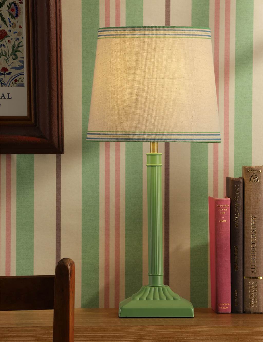 Joules Home Lighting Buscot Metal Table Lamp Green Mix