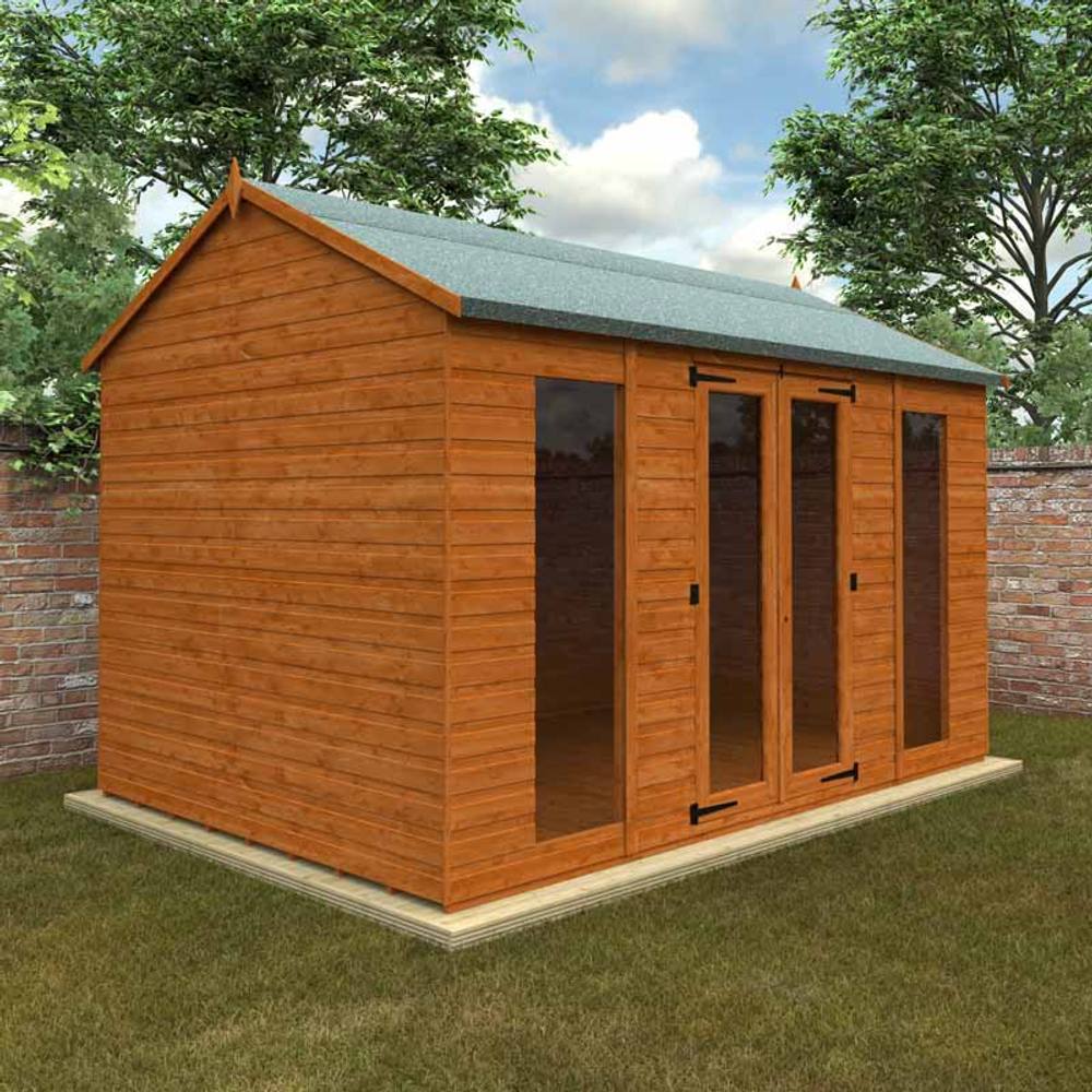 Buttercup Farm 12x8 Feet Full Pane Workman Apex 12mm Shed - Solid Wood/Softwood/Pine in Burnt Orange 2