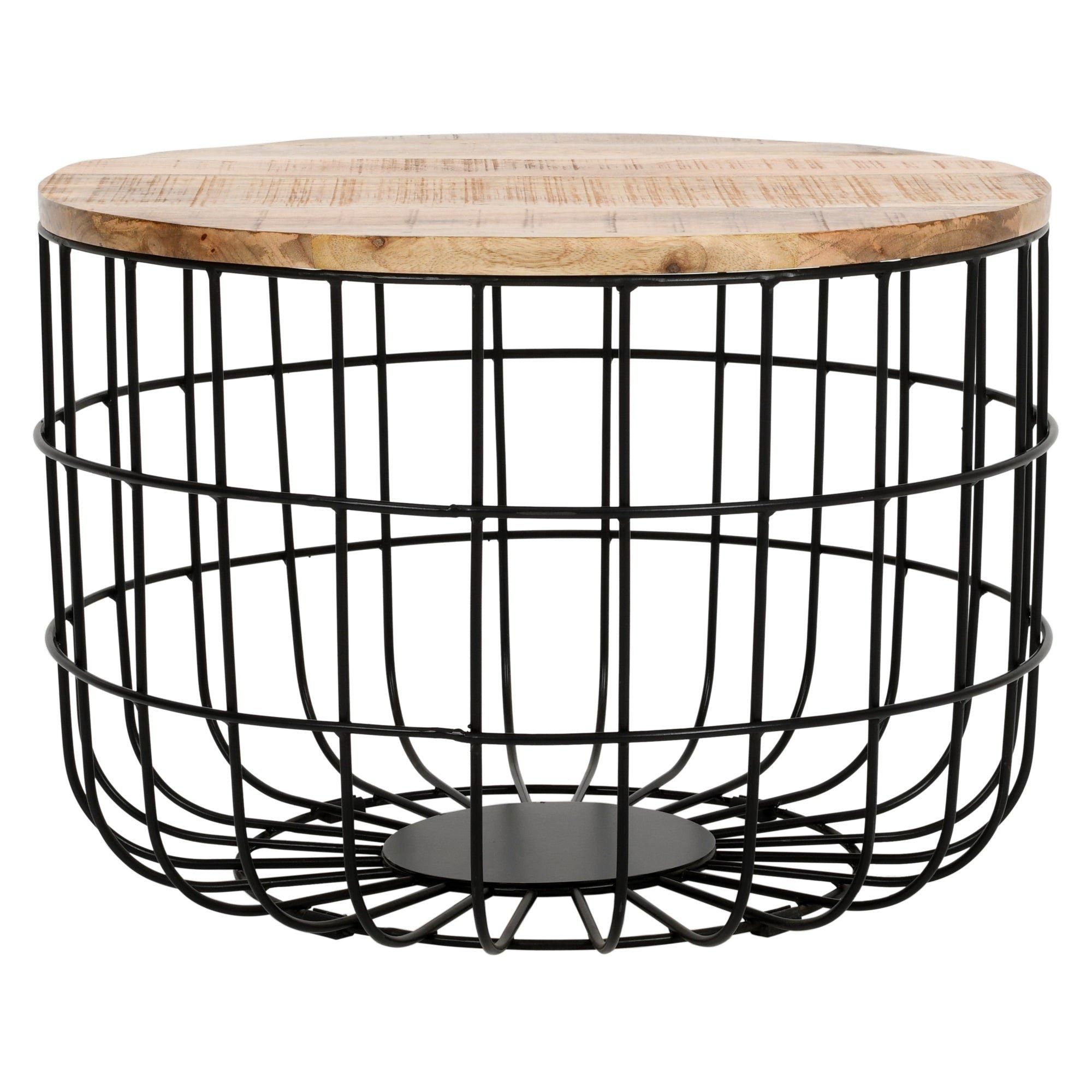 IH Design Bratton Mango Wooden Wire Coffee Table in Brown