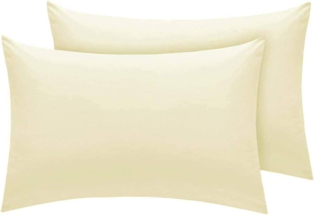 Homes-Linen Premium Percale Pillowcases 180 Thread Count Hotel Quality 2 Pack Set in Cream