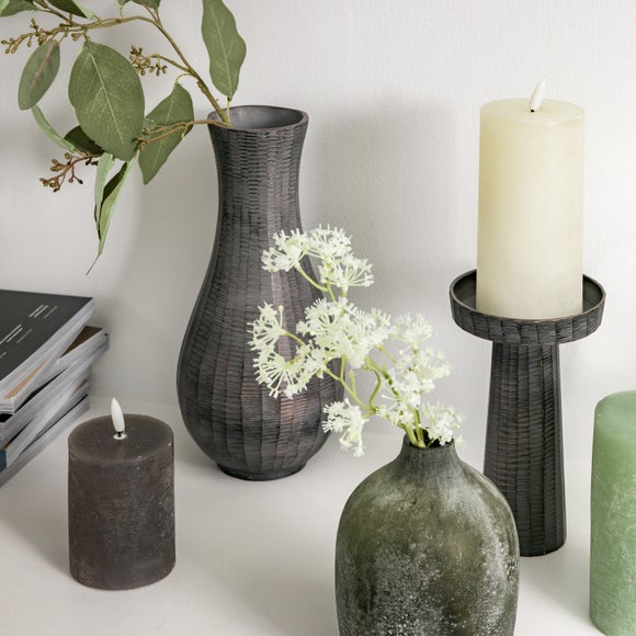 Clopton Antique Grey Metal Fluted Vase 2