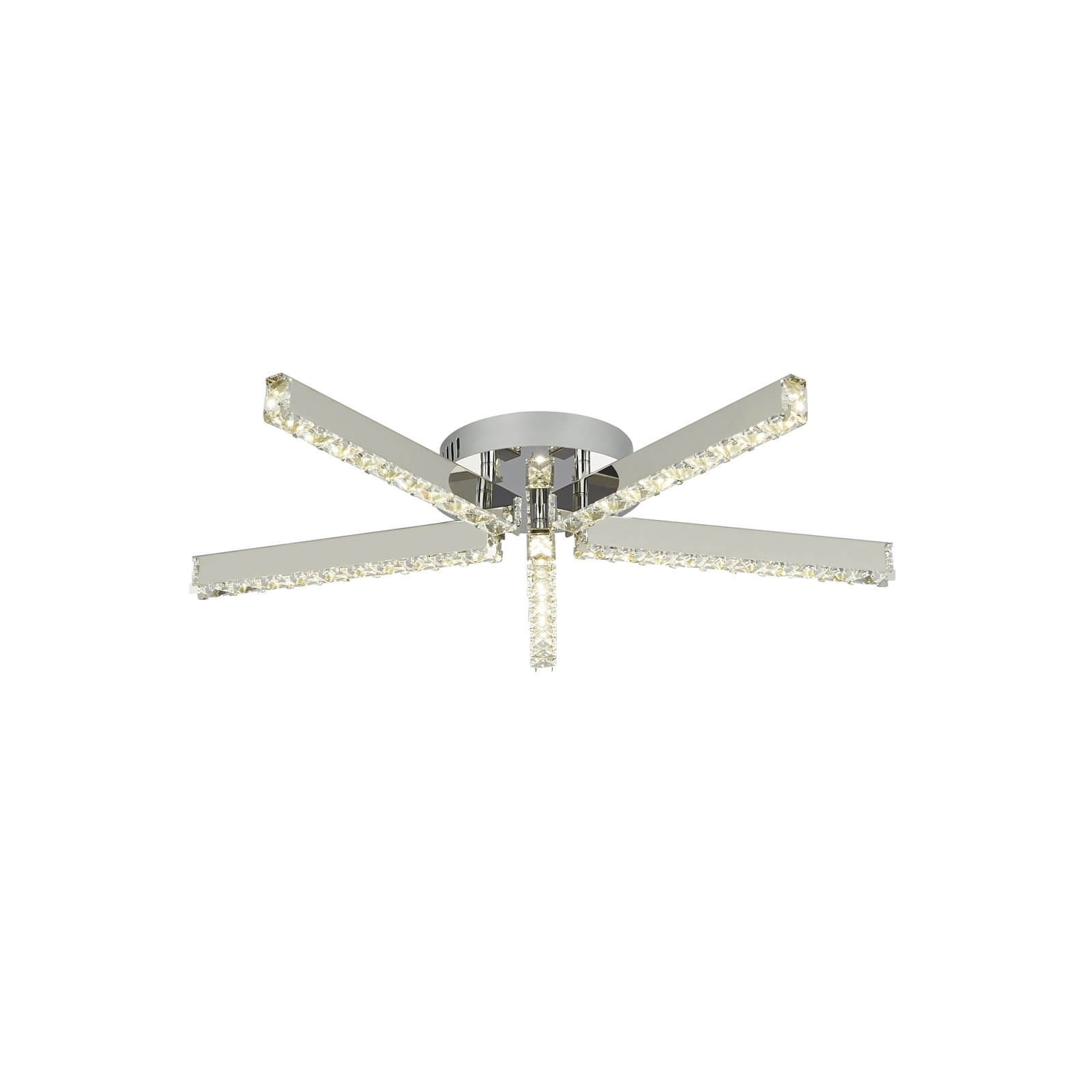 Elliston 5 Arm Crystal LED Pendant Light - Chrome
