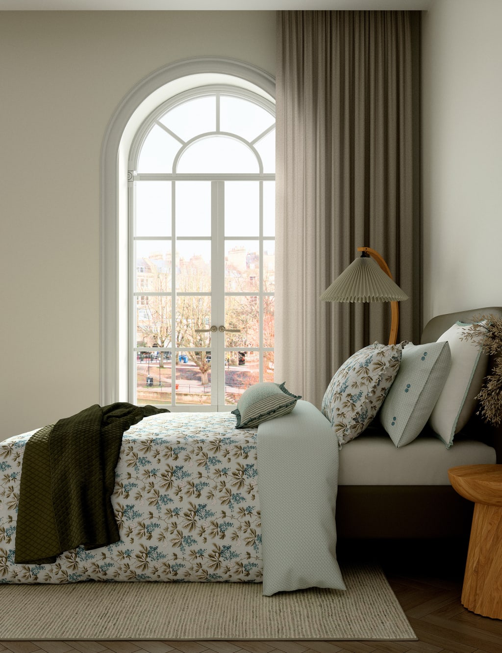 Bedeck of Belfast Velvet Clarence Quilted Throw Green Mix