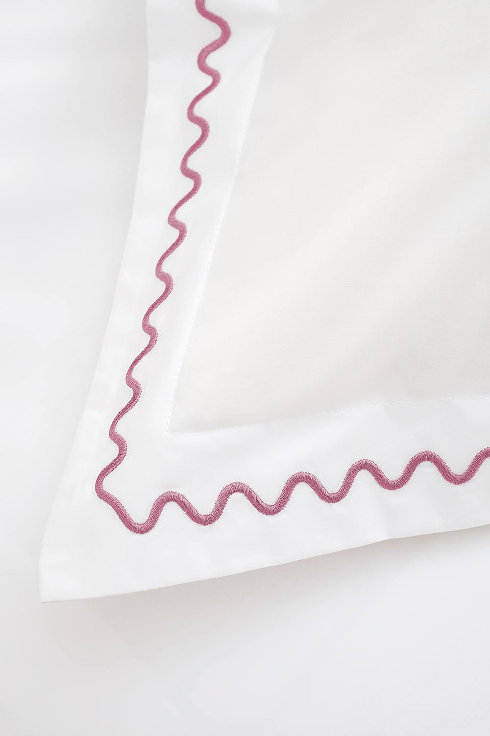 CHRISTY 'Wave Edge' Embroidered Cotton Percale Duvet Cover Sets in Pink 3