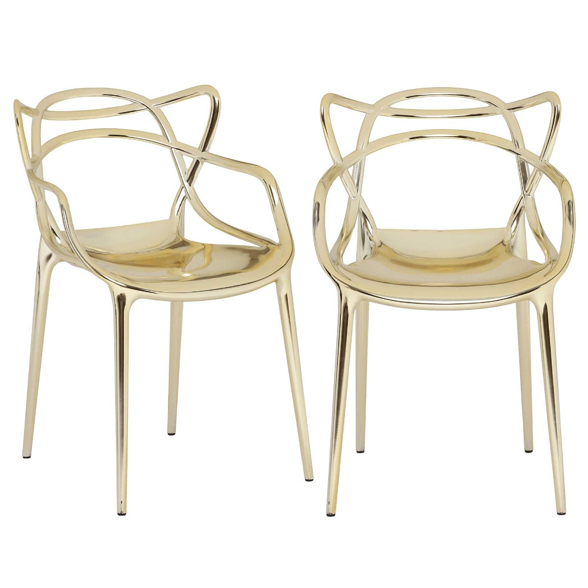 Pair of Kartell Metallic Masters Dining Chairs, Gold