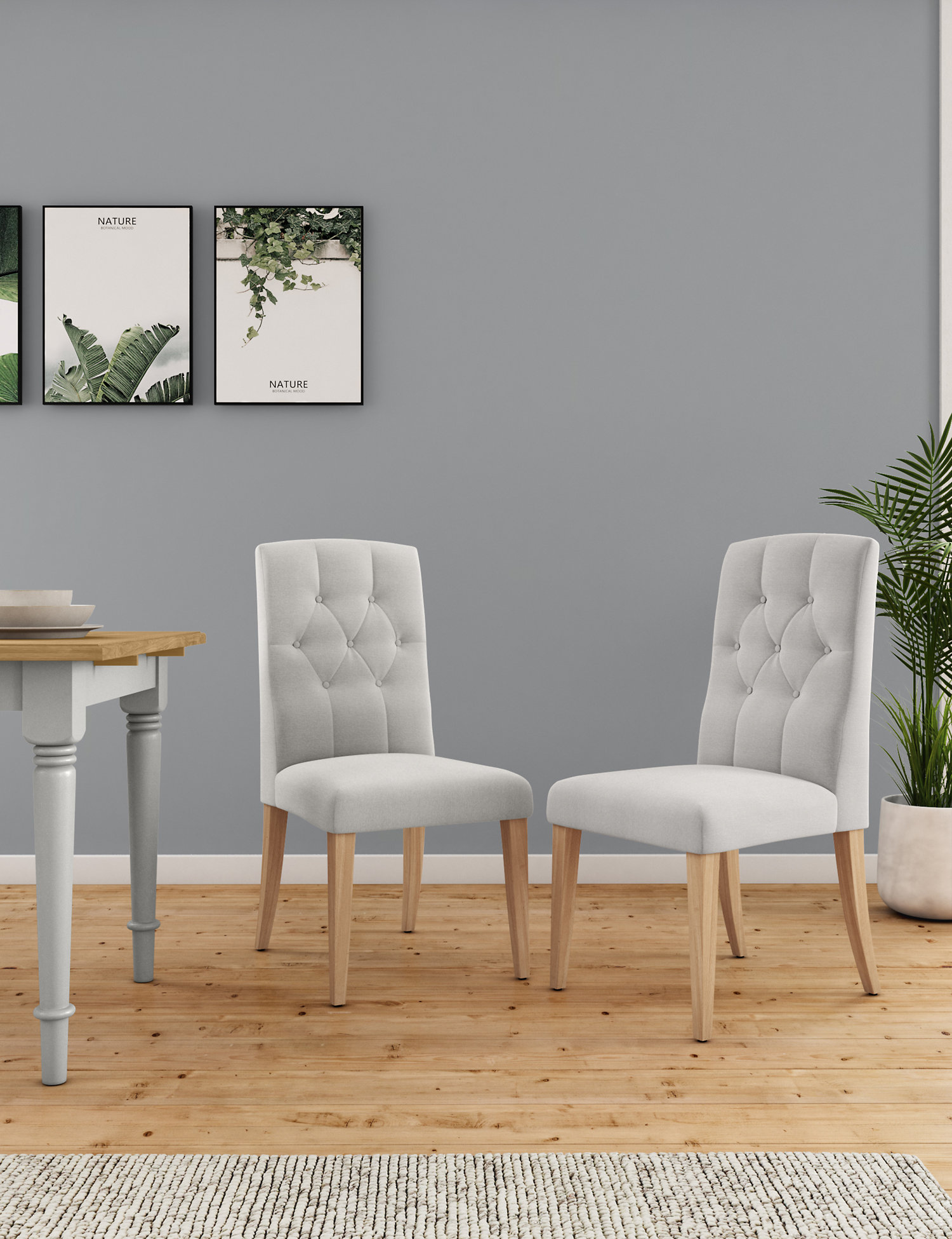 M&S Set of 2 Button Back Dining Chairs